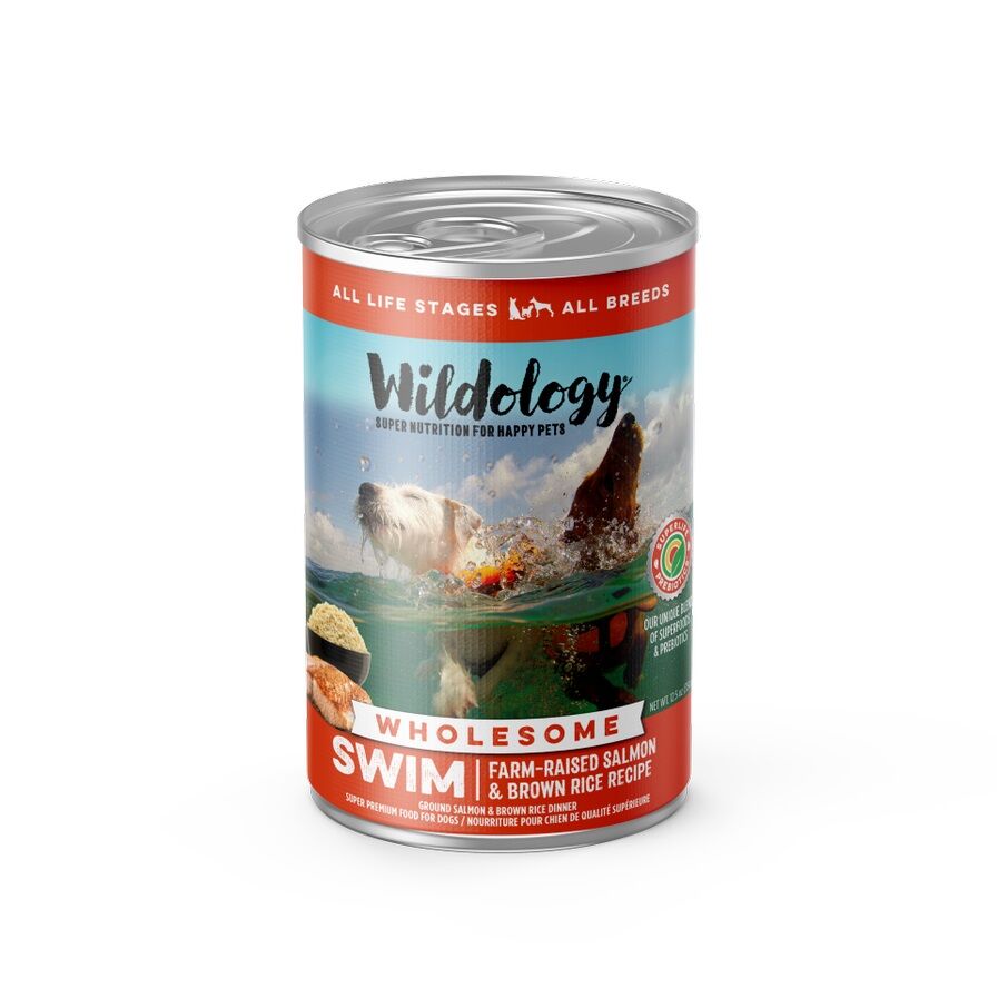 Wildology SWIM Farm-Raised Salmon & Brown Rice Recipe Dog Food, 12.8-Oz