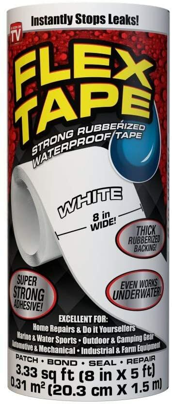 Flex Tape Rubberized Waterproof Tape, 8-In x 5-Ft Roll in White
