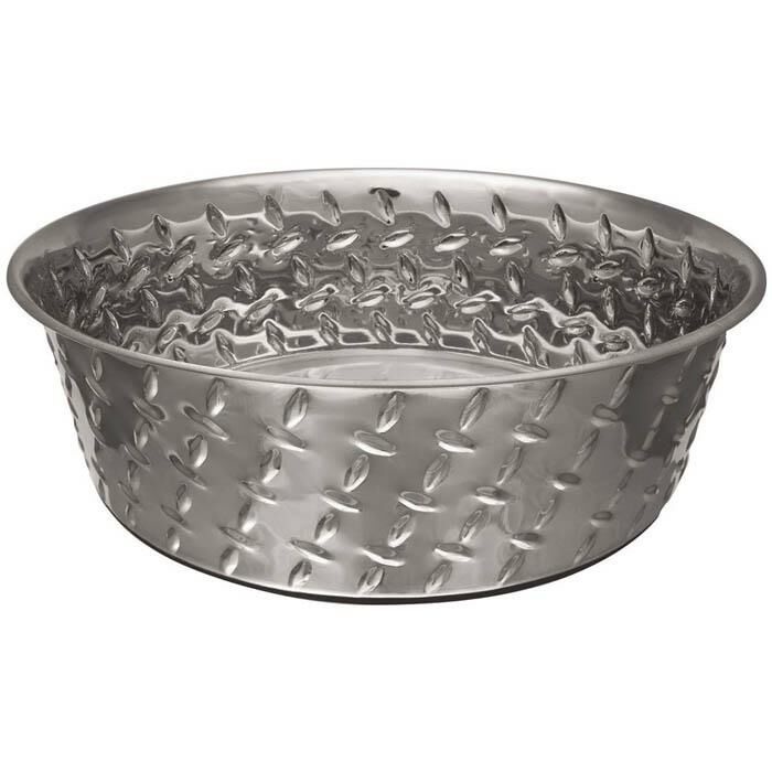 Loving Pets Diamond Plate Bowl Ruff-N-Tuff - Silver, 1 pt