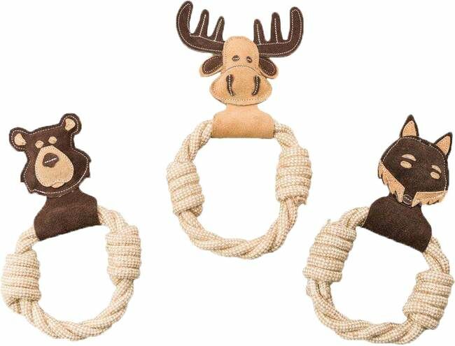 Ethical Pet Dura Fused Leather Animal Rings Toy - Brown, 11 in