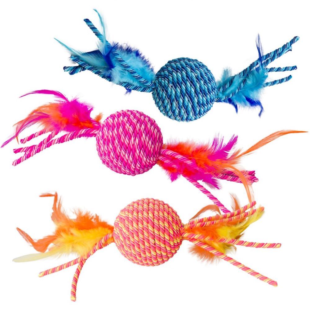 SPOT Elasteeez Ball/Feathers Cat Toy Assortment