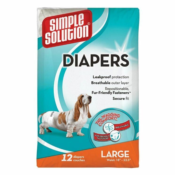 Simple Solution Disposable Dog Diaper - L, 12 Count