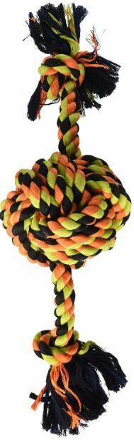 Mammoth Large 18-In Color Monkey Fist Ball w/Rope End Dog Toy
