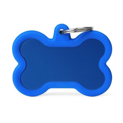 MyFamily Hushtag XL Blue Aluminum Bone ID Tag with Rubber