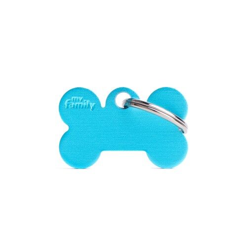 MyFamily Basic Small Aluminum Light Blue Bone ID Tag