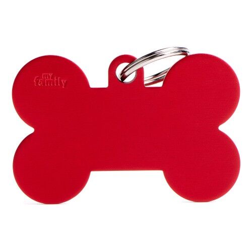MyFamily Basic XL Aluminum Red Bone ID Tag