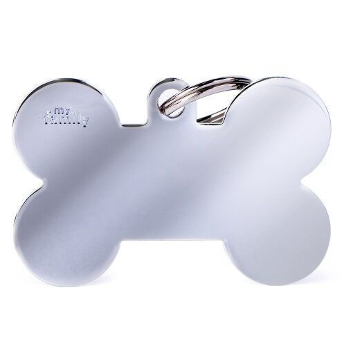 MyFamily Basic XL Bone ID Tag in Chrome-Plated Brass