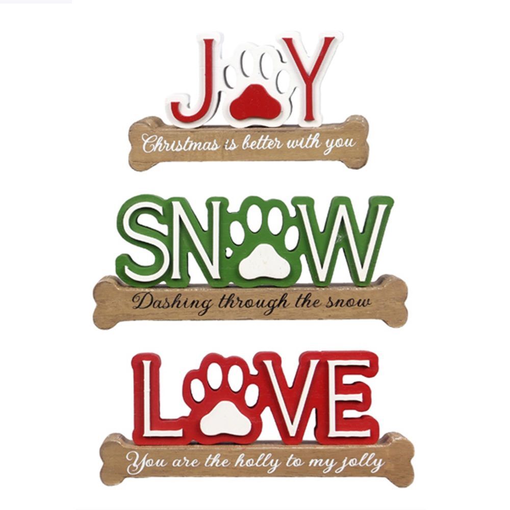 Young's Inc Wood Winter Whimsy Joy/Snow/Love Tabletop Sign Assortment