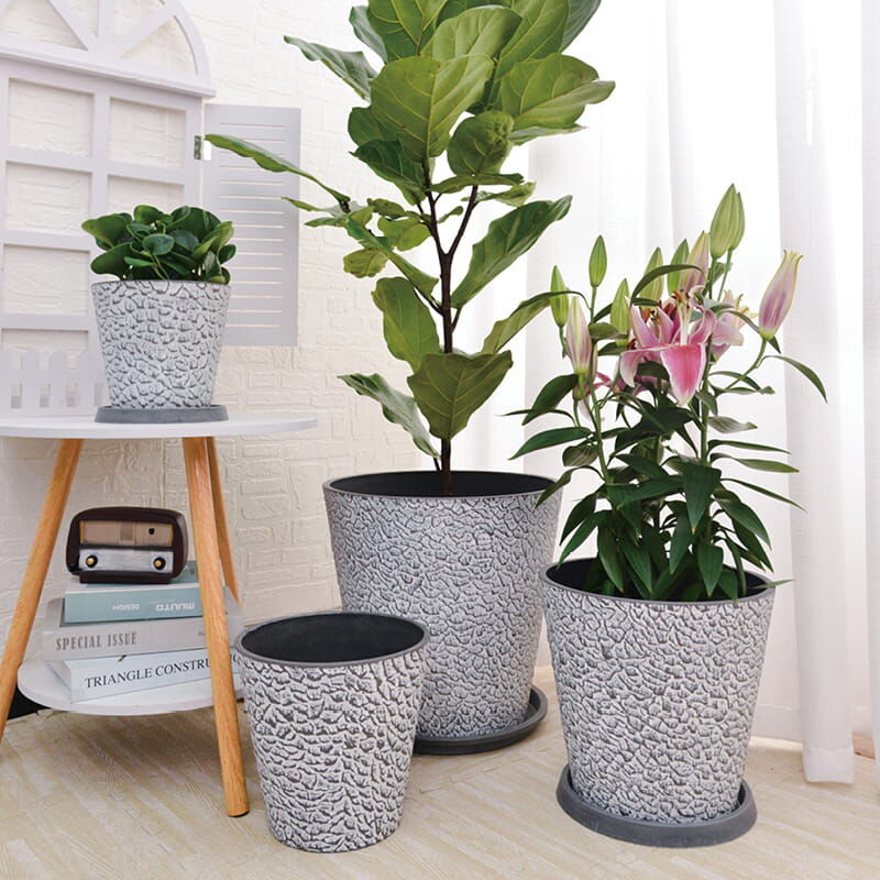 GreenShip Tall Cone Gravel Planter Taupe, 12-In