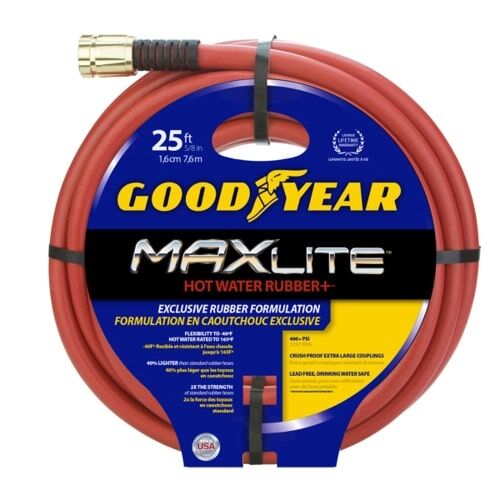 GoodYear Hot Water Rubber Hose, 400 PSI, 5/8-In x 25-Ft