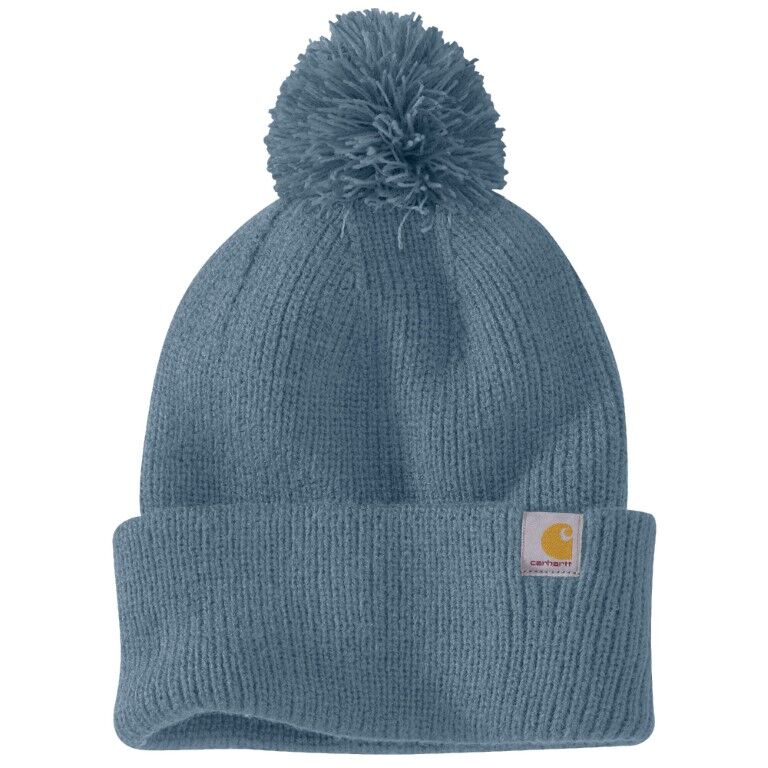 Carhartt Women's Knit Pom-Pom Cuffed Beanie in Thundercloud