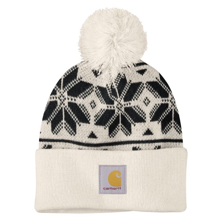 Carhartt Women's Knit Pom Jacquard Beanie in Oat Milk