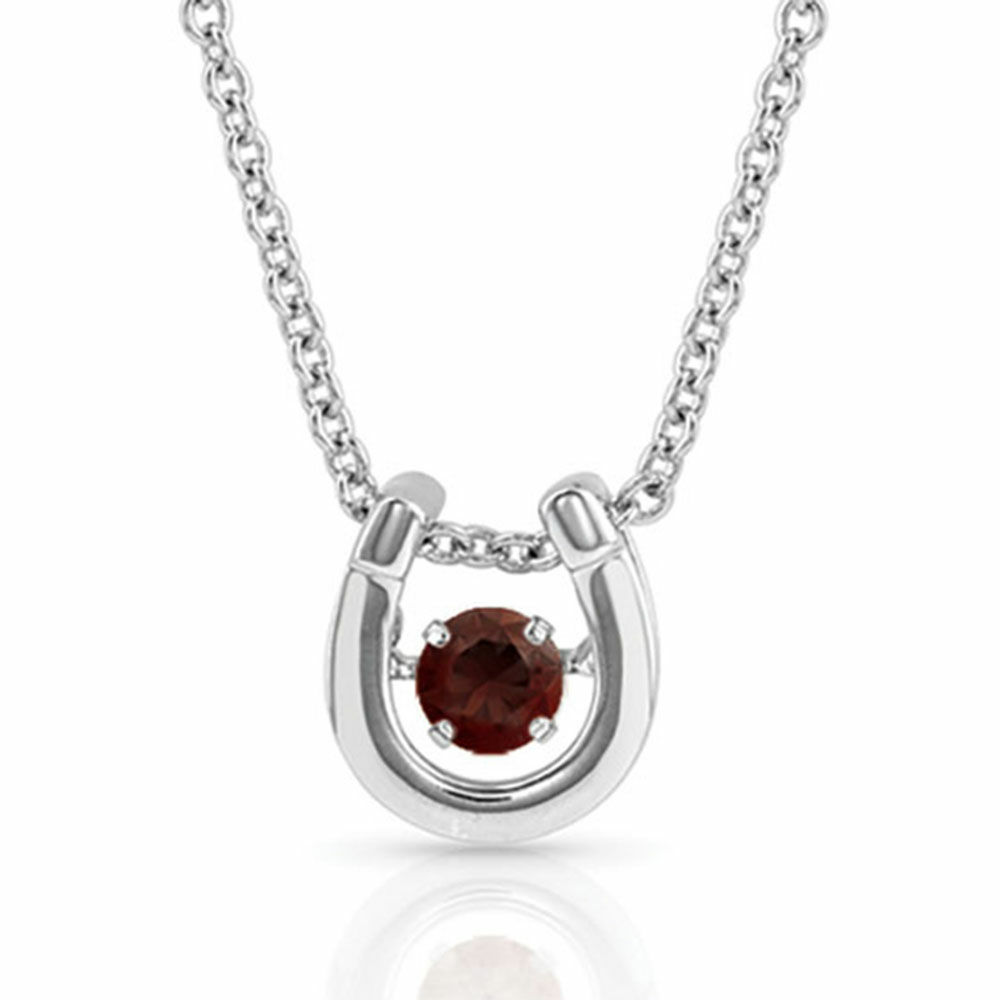 Montana Silversmiths Dancing Birthstone Horseshoe Necklace, January