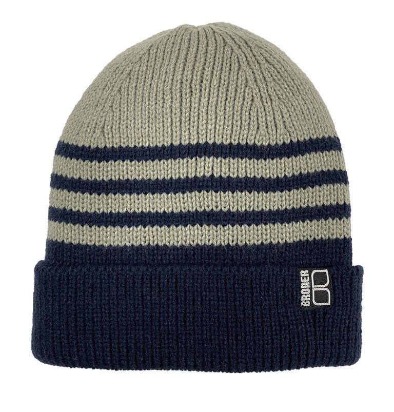 Broner Men's Varsity Striped Sweater Knit Cuff Cap in Navy Blue