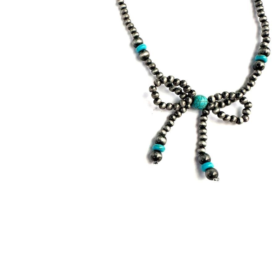 Wyo-Horse Women's Simple Navajo Pearl and Bow Necklace