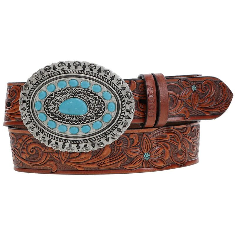 Hooey Women's Medina Classic Hooey Belt in Brown and Turquoise