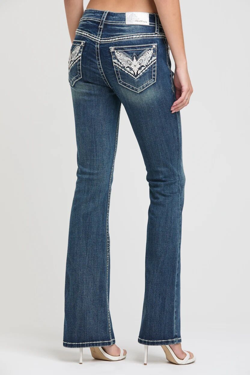 Grace In LA Girl's Western Embroidery Detail Flare Jean