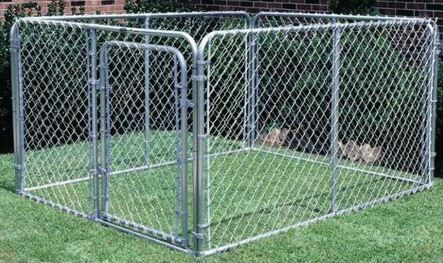 Chain Link Dog Kennel System, 10 x 10 x 6-Ft