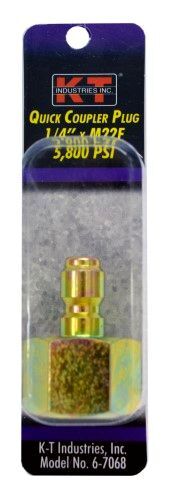 KT Industries Quick Coupler Plug, 1/4-In x M22F 5,800 PSI