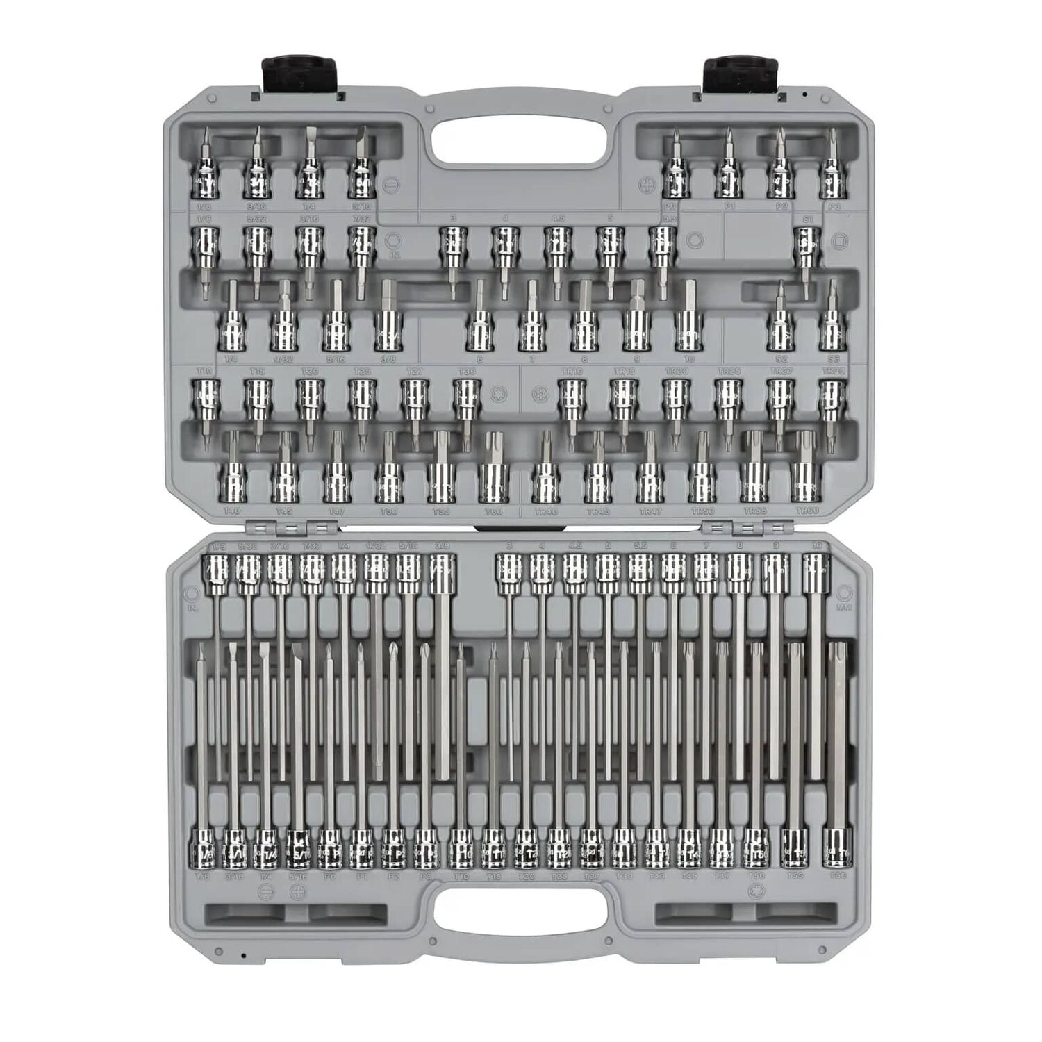 TEKTON 3/8-In Drive Hex, Torx, TR Torx, Phillips, Slotted, Square Bit Socket Set with Case, 91-Pc