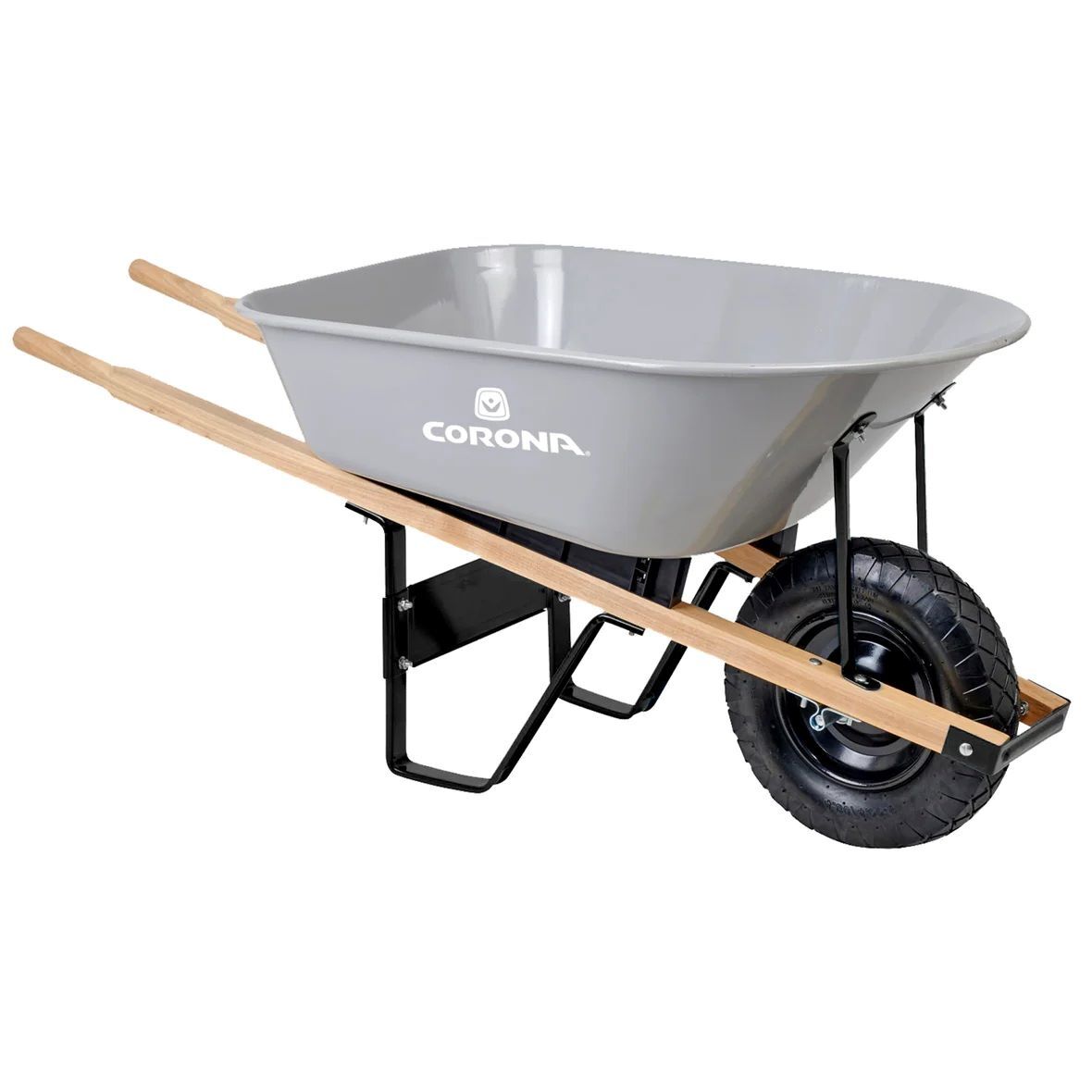 Corona Steel Wheelbarrow with Wood Handles, 6-Cu. Ft