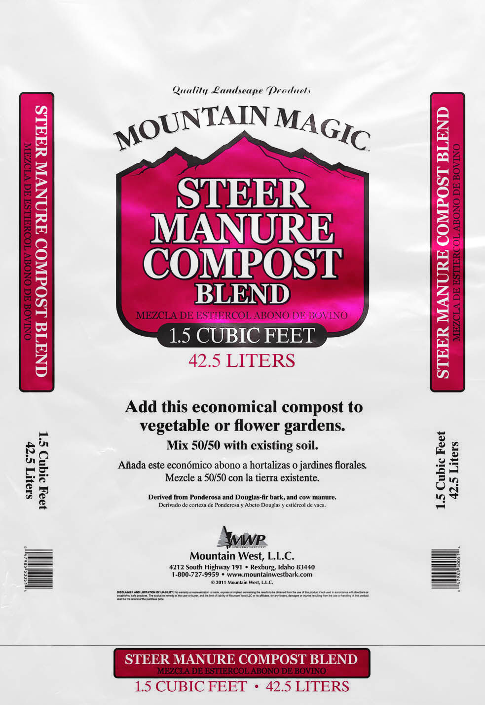 Mountain West Bark Products Steer Manure Compost - 42.5 L