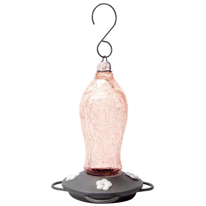 Nature's Way Artisan Gravity Hummingbird Feeder, Blush Crackle, 16-Oz