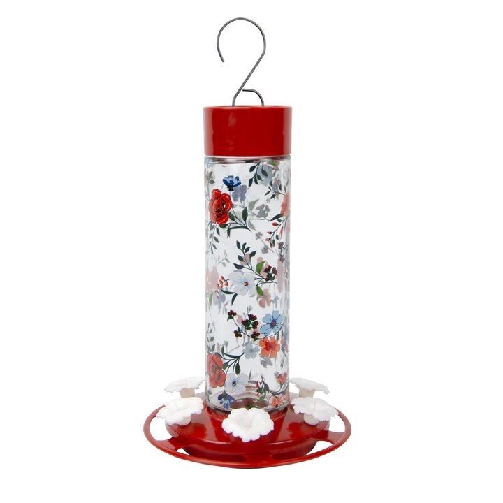 Nature's Way Vintage Blossom Decorative Glass Hummingbird Feeder, 20-Oz