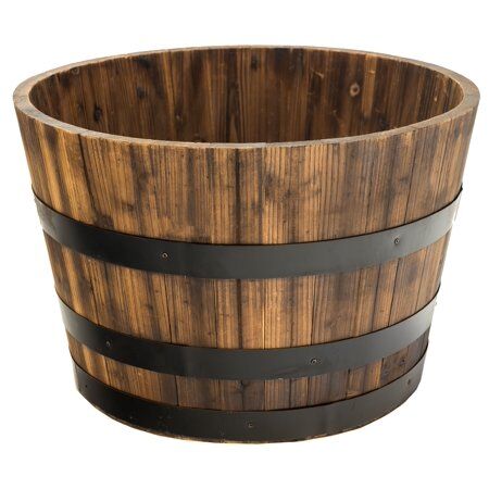 Real Wood Products Half Whiskey Barrel