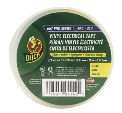 Duck Vinyl Electrical Tape-3/4" X 66', Yellow