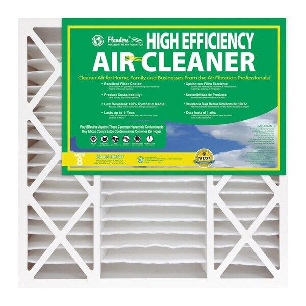 Flanders High Efficiency MERV 8 Pleated Air Filter, 4 1/2-In x 16-In x 25-In, 2-Pk