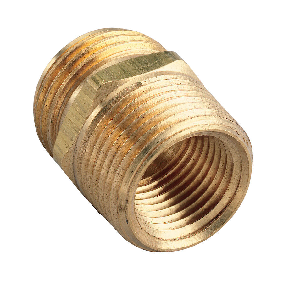 Orbit Brass Hose-To-Pipe Adapter, 3/4-In MPT Or 1/2-In FPT x 3/4-In MHT