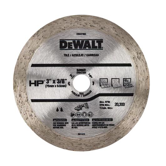 DEWALT Continuous High Performance Tile Cutting Blade, 3-In