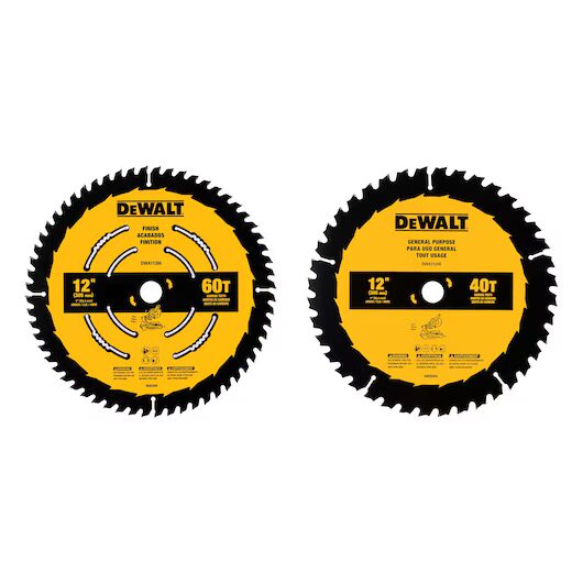 DEWALT Large Diameter Circular Saw Blades Combo Pack, 40T/60T, 12-In