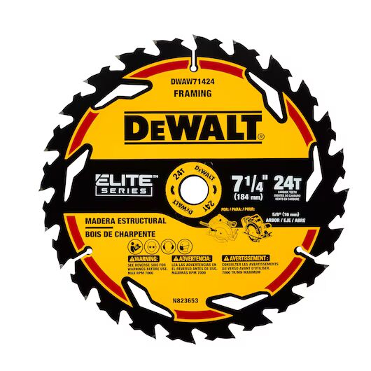DEWALT Elite Series Circular Saw Blade, 24T, 7 1/4-In