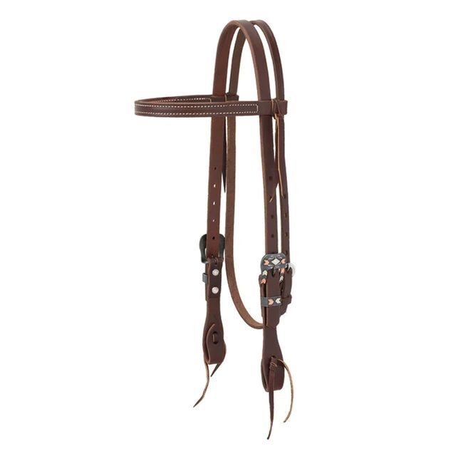 Weaver Leather Chevron Straight Browband Working Tack Headstalls with Designer Buckles