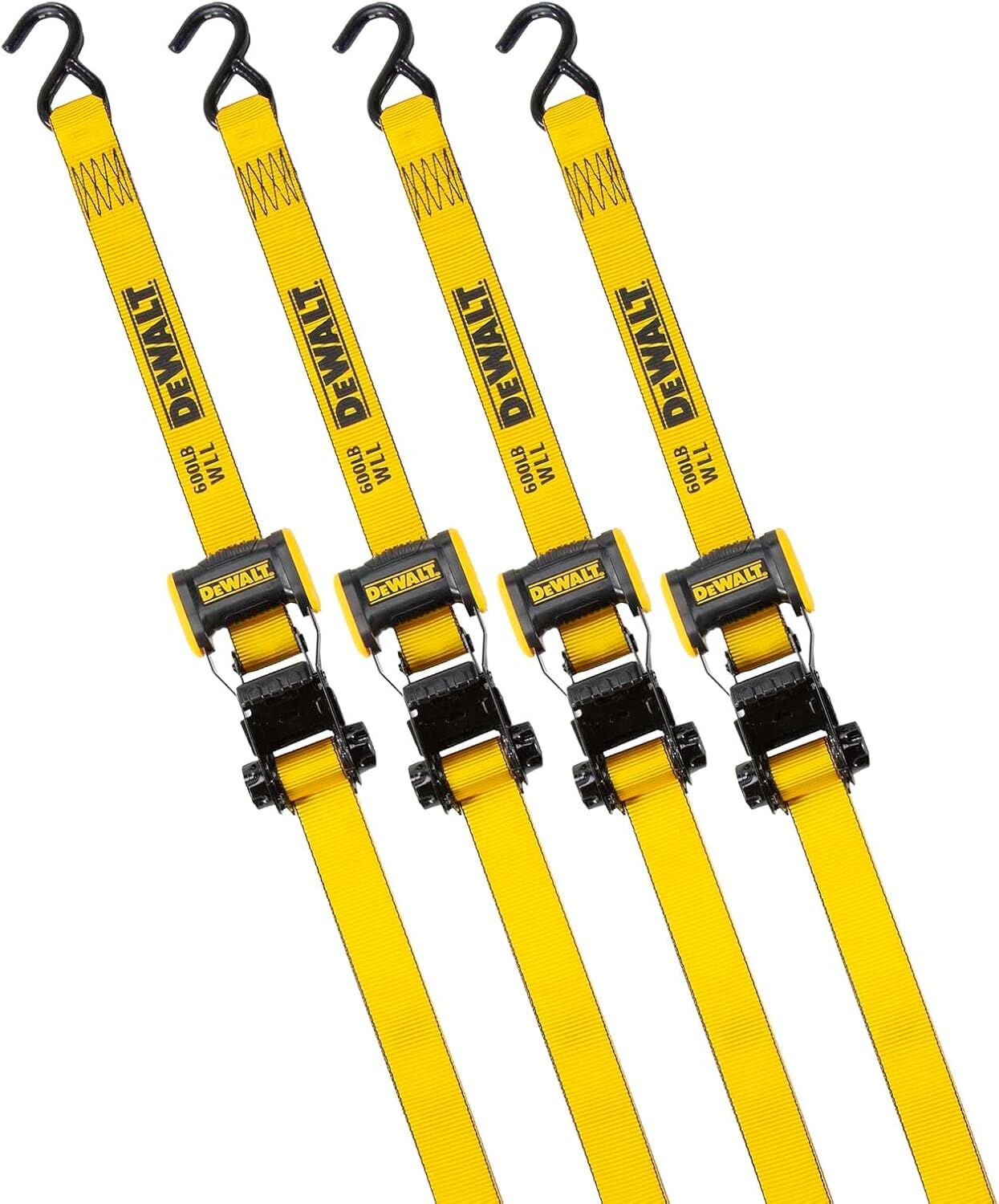 Dewalt Ratchet Tie Down Straps 1800-Lb Break Strength, 1.25-In x 12-Ft, 4-Pk