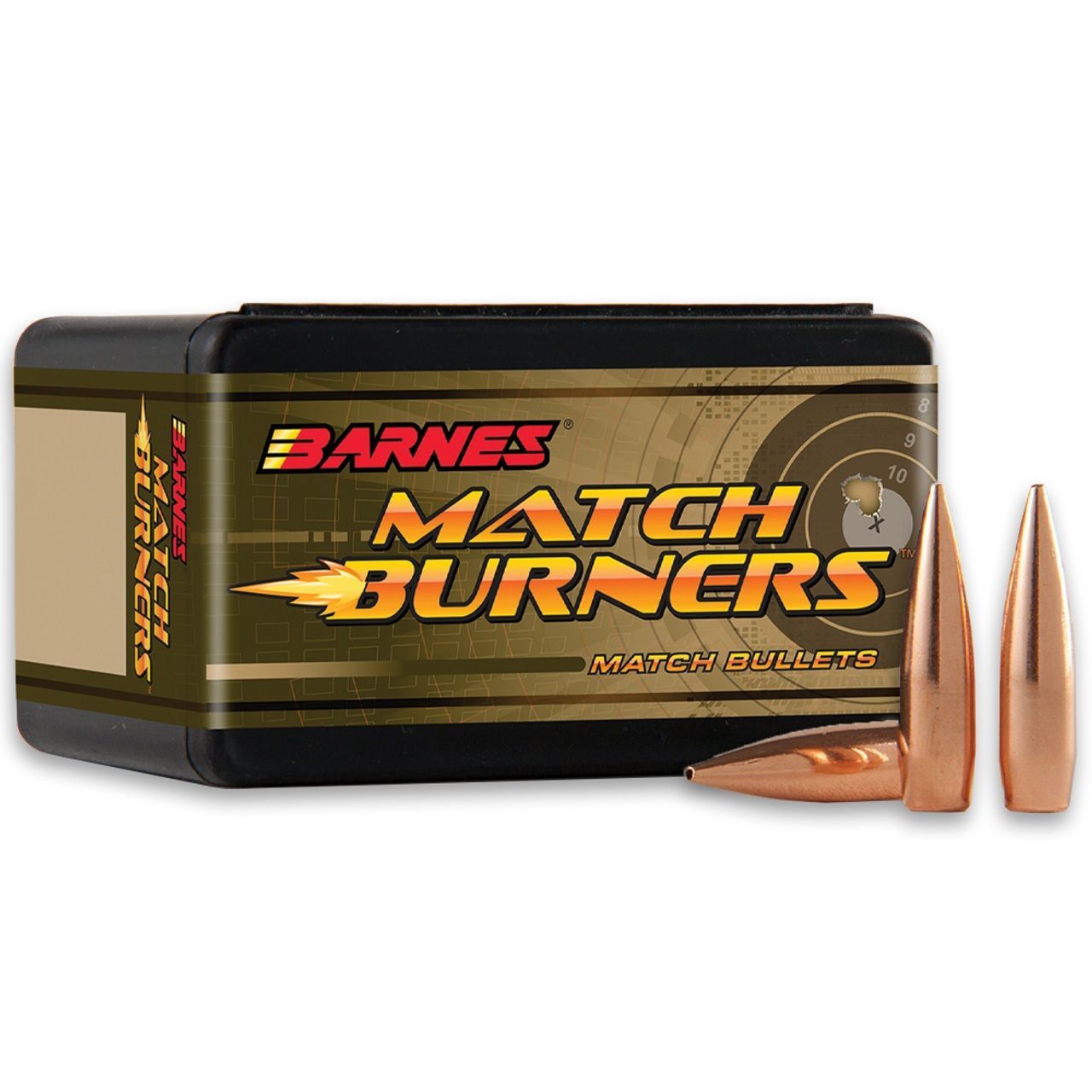 Barnes Match Burner 0.224" 22 Cal, 77 Grain BT Rifle Bullets, 100-Rd