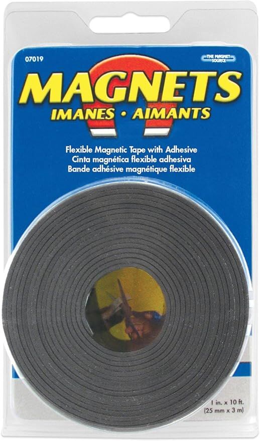 Master Magnetics Flexible Magnetic Tape With Adhesive, 1-In x 10-Ft