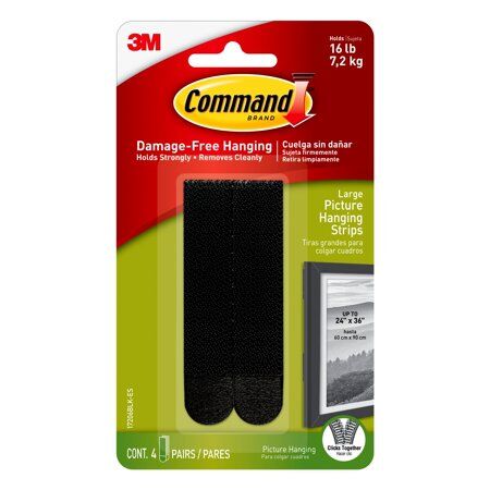 3M Command Large Black Picture Hanging Strips, 15-Lb