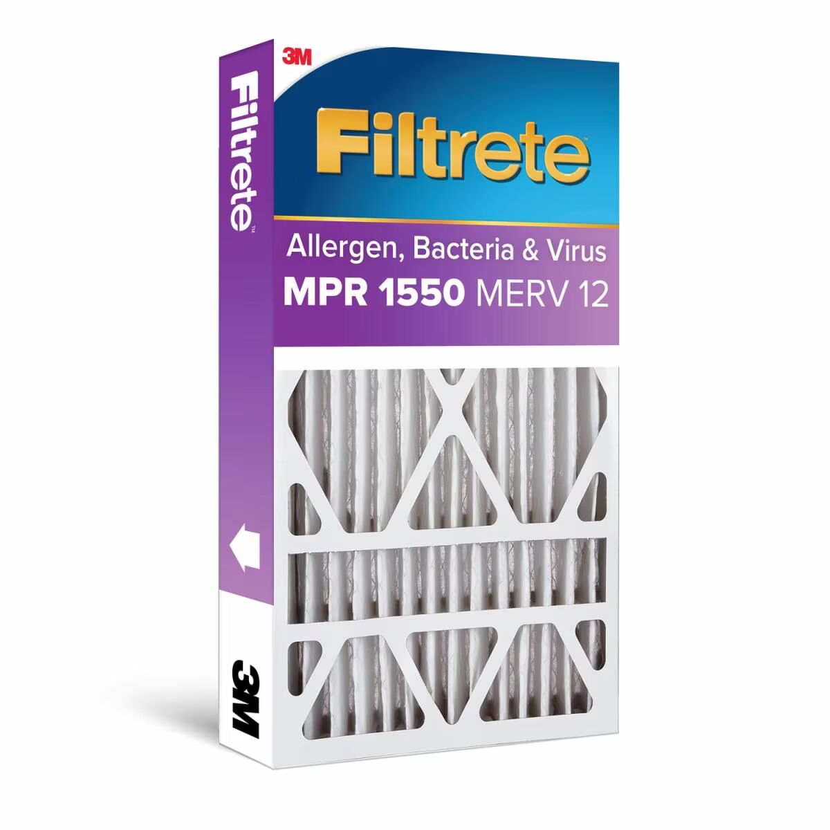 Filtrete MPR 1550 MERV12 Allergen, Bacteria, & Virus Air Filter, 4-In x 16-In x 25-In