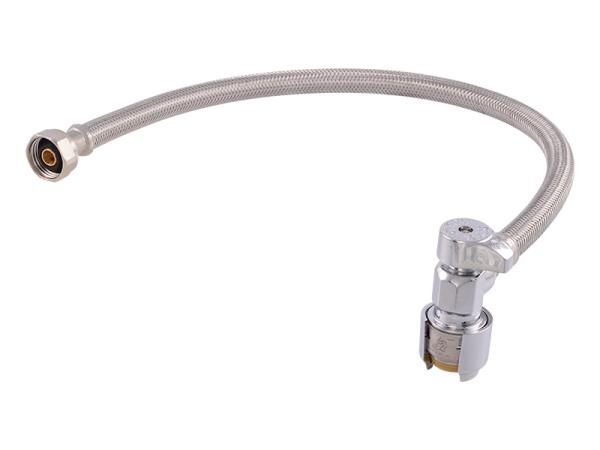 Sharkbite Max Stainless Steel Braided Faucet Connector With Stop Valve, 1/2-In X 20-In