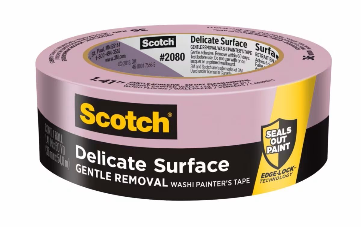 Scotch Delicate Surface Painter’s Tape 2080, 3.3-In x 60-Yd
