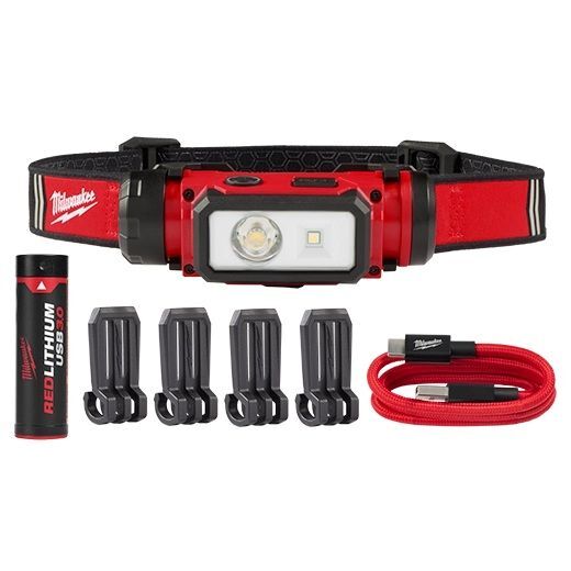 Milwaukee RedLithium USB Rechargeable Hard Hat Headlamp, 600-Lm