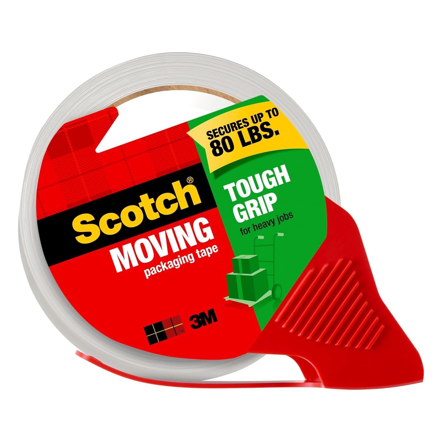 Scotch Tough Grip Moving Packaging Tape With Dispenser, 1.88-In x 38.2-Yd