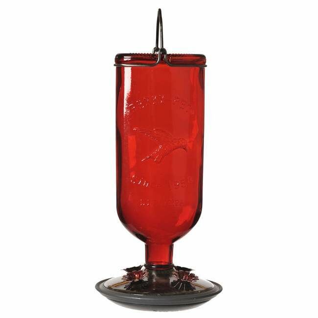 Perky-Pet Red Antique Glass Hummingbird Feeder - 16 oz