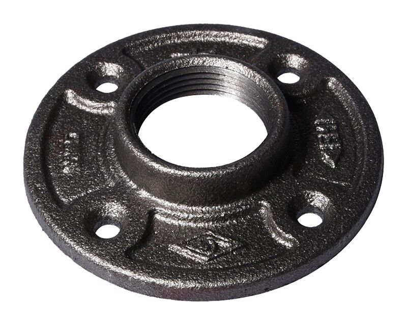 ProSource Black 4-Bolt Black Malleable Steel Floor Flange, 1-In FIP x 3 4/5-In