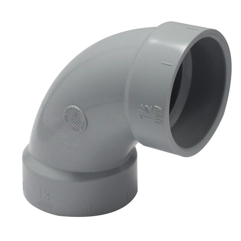 Canplas PVC DWV 90° Long Turn Elbow, 1 1/2-In Hub x 1 1/2-In Hub 