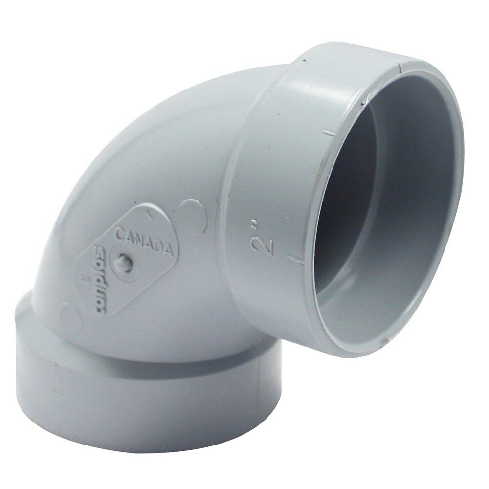 Canplas PVC DWV 90° Long Turn Elbow, 2-In Hub x 2-In Hub