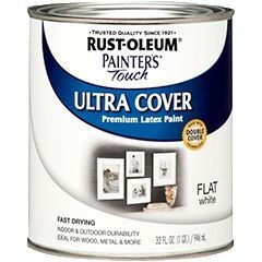 Rust-Oleum Ultra Cover Multi-Purpose Gloss Brush-On Paint Flat White, 1-Qt